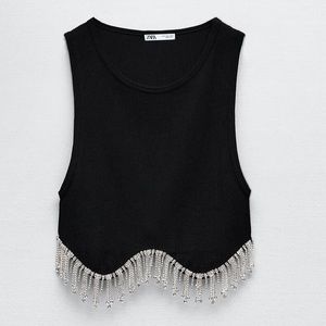 Zara Rhinestone Drip Top
